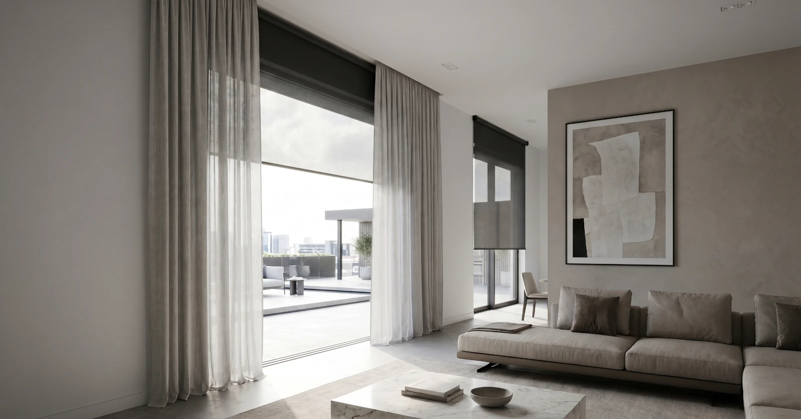 Instalación de Estores y Cortinas en ático de Marbella